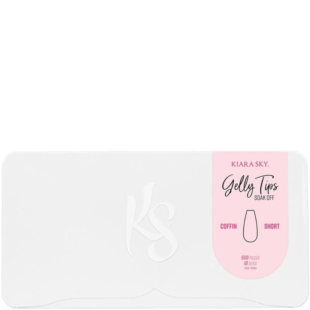 Kiara Sky Short Coffin Gelly Tips Gel Nail Extension Tips | 10 Sizes 450+ Tips